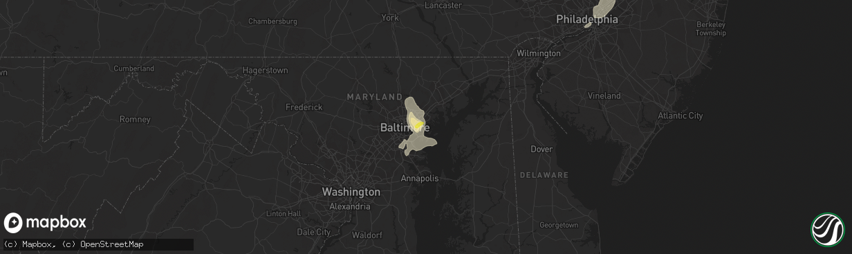 Hail map in Essex, MD on July 17, 2021