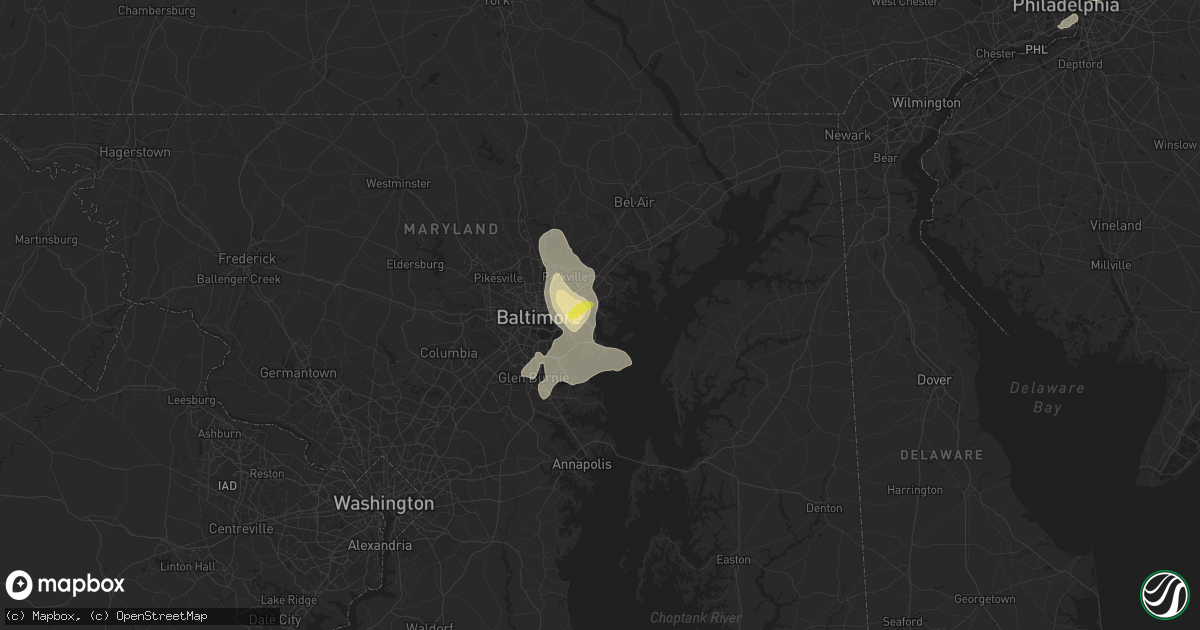 Hail map in Essex, MD on July 17, 2021