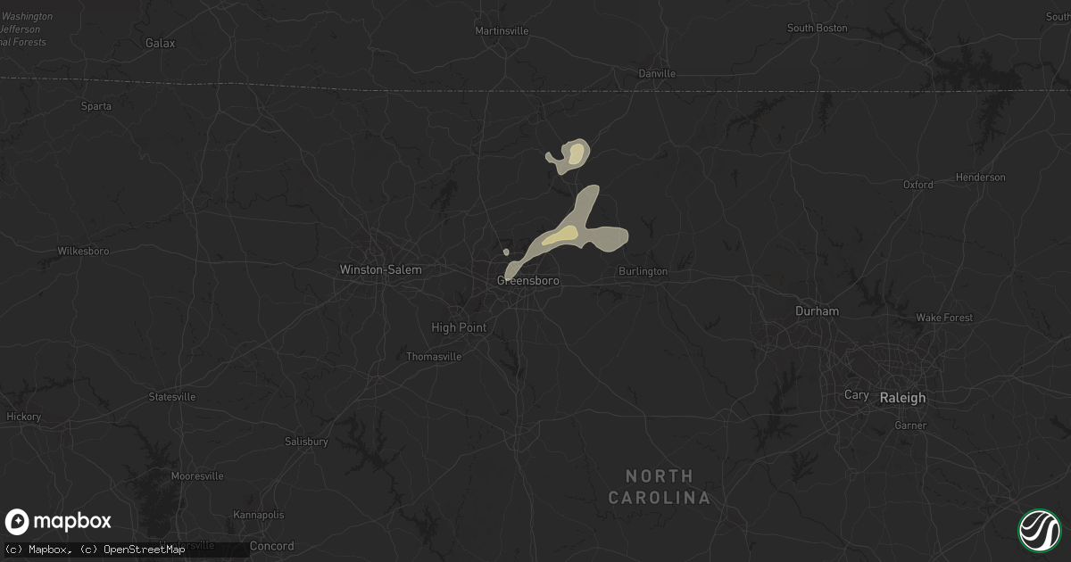 Hail map in Greensboro, NC on July 17, 2021