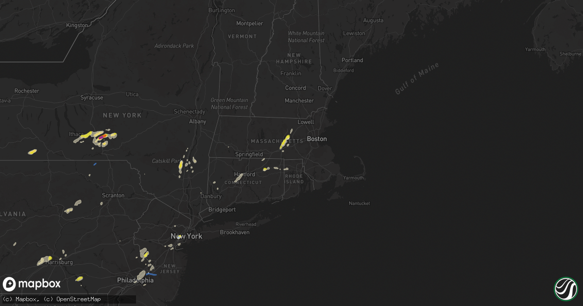 Hail map in Massachusetts on July 17, 2021