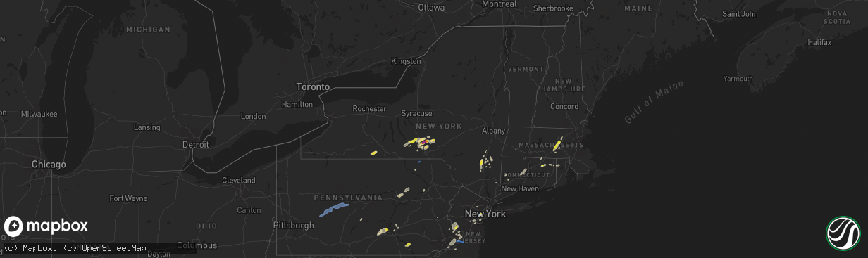 Hail map in New York on July 17, 2021