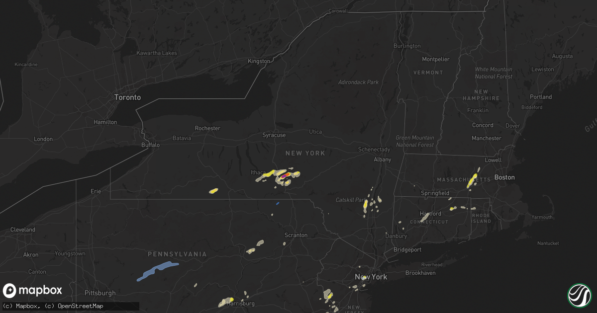 Hail map in New York on July 17, 2021
