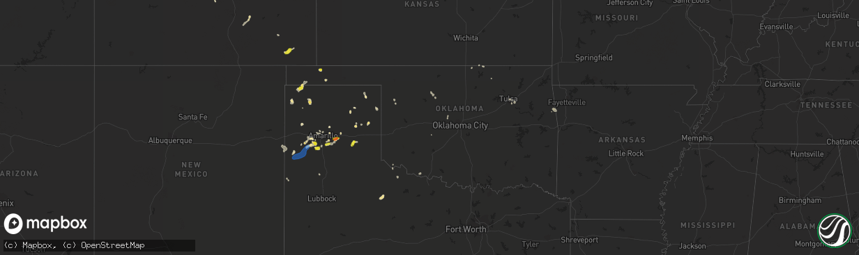 Hail map in Oklahoma on July 17, 2021