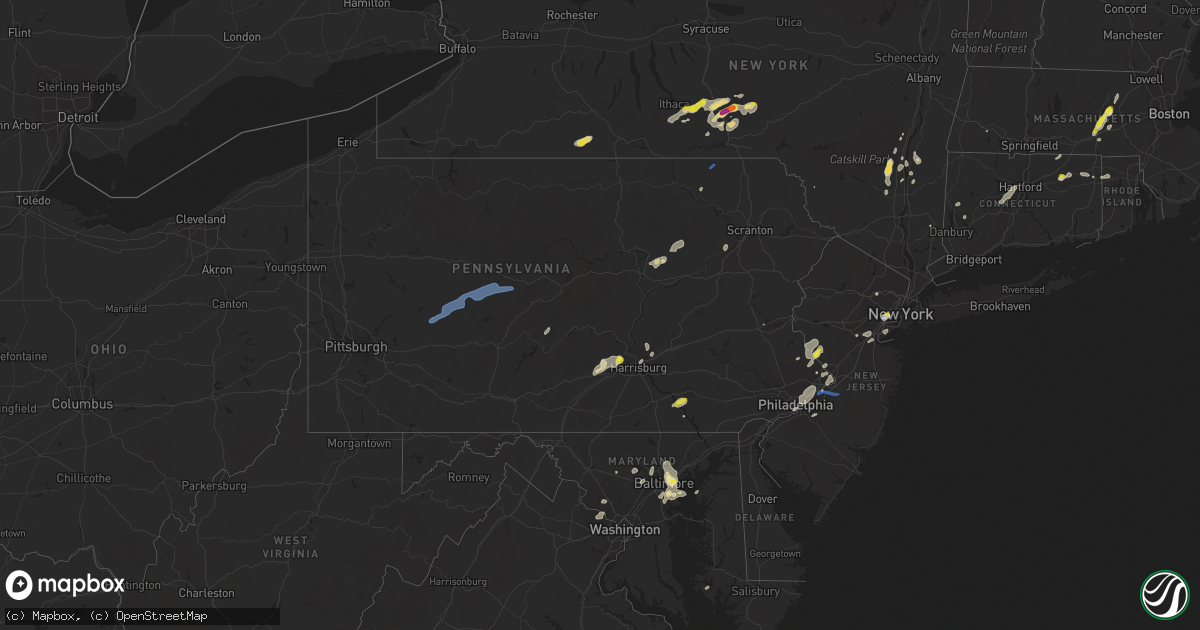 Hail map in Pennsylvania on July 17, 2021