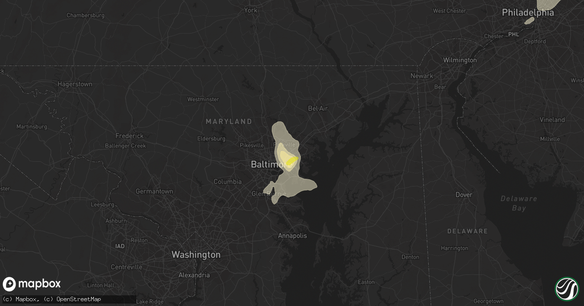Hail map in Rosedale, MD on July 17, 2021