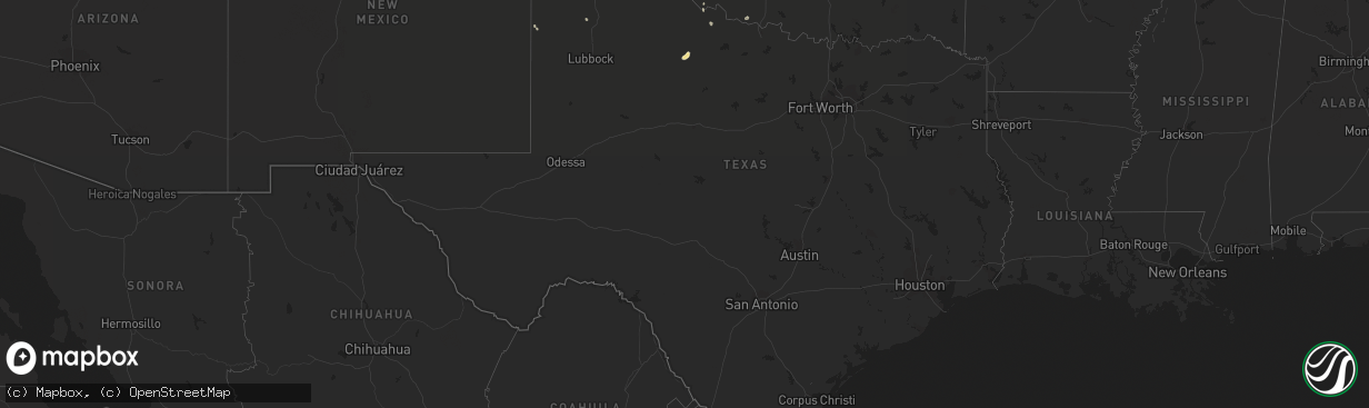 Hail map in Texas on July 17, 2021