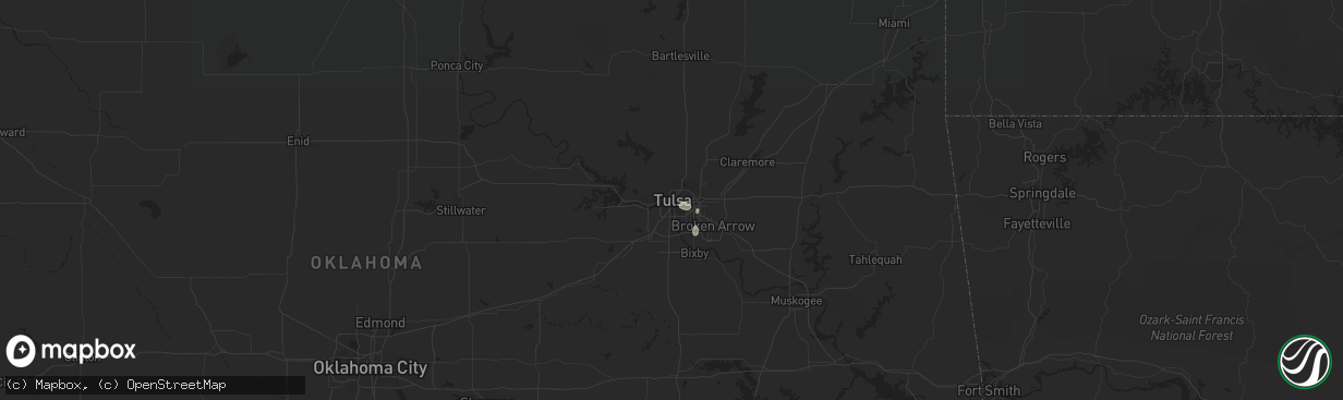 Hail map in Tulsa, OK on July 17, 2021