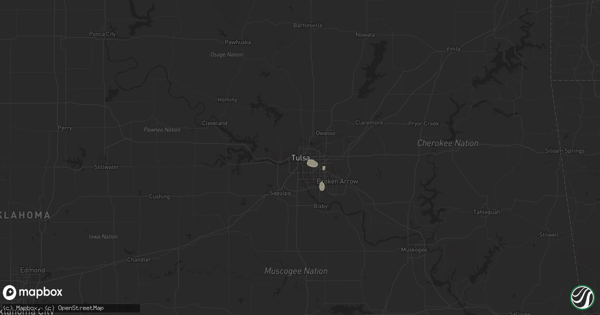 Hail map in Tulsa, OK on July 17, 2021