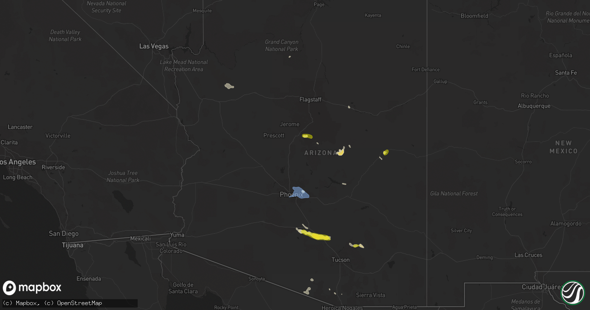 Hail map in Arizona on July 17, 2022