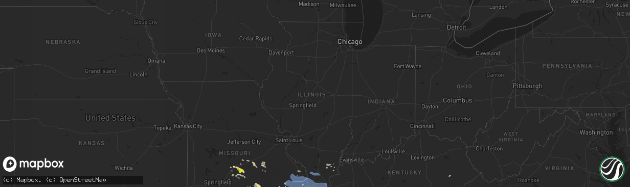 Hail map in Illinois on July 17, 2022