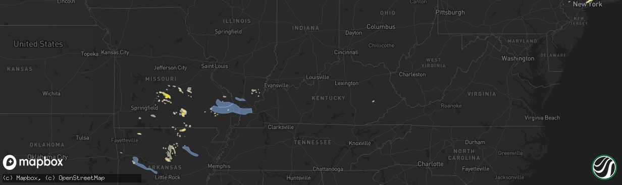 Hail map in Kentucky on July 17, 2022