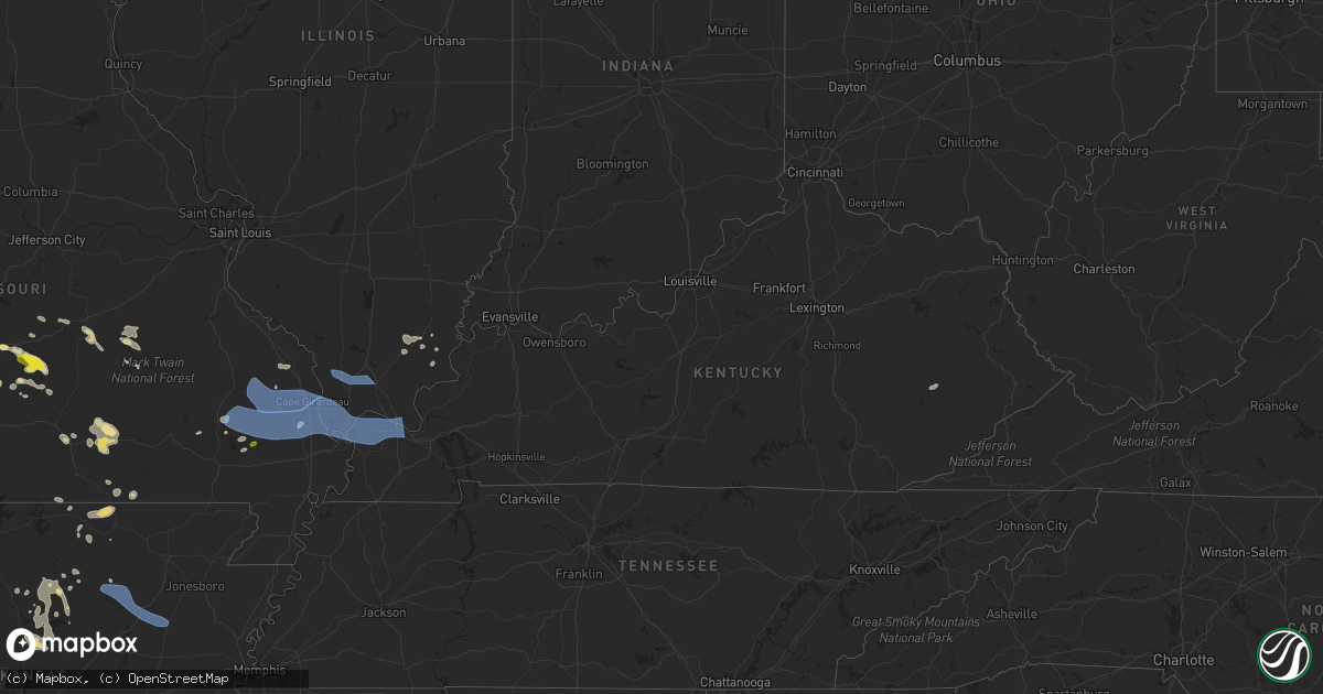Hail map in Kentucky on July 17, 2022