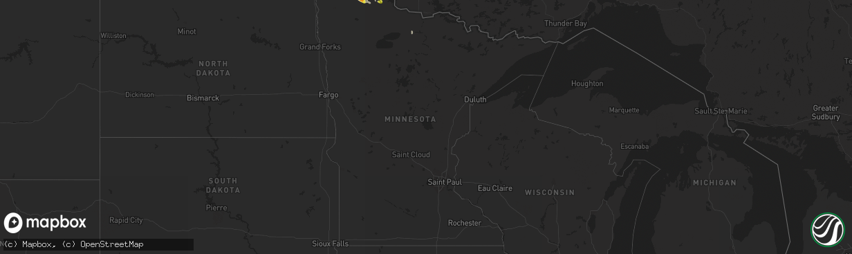Hail map in Minnesota on July 17, 2022