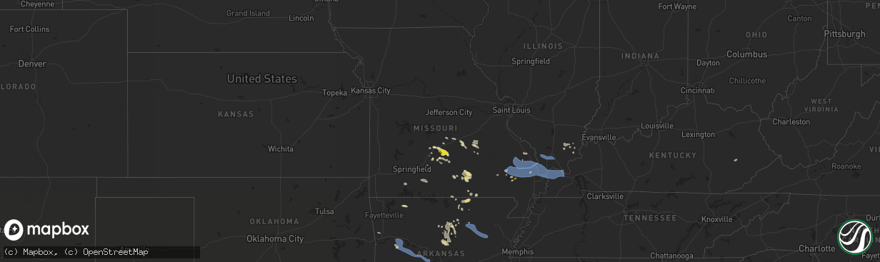 Hail map in Missouri on July 17, 2022