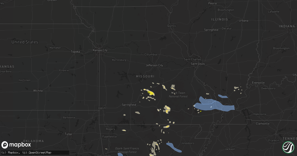 Hail map in Missouri on July 17, 2022