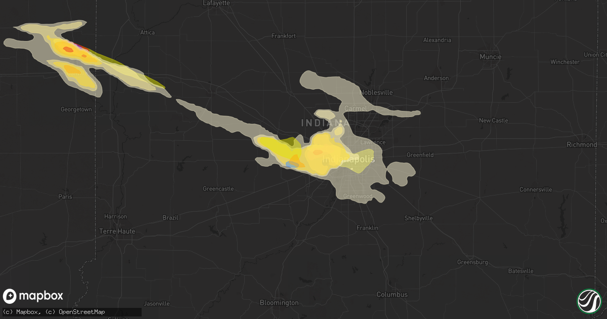 Hail map in Avon, IN on July 17, 2023