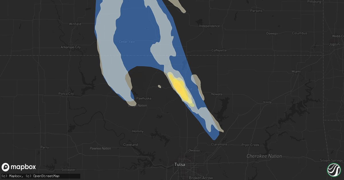 Hail map in Bartlesville, OK on July 17, 2023