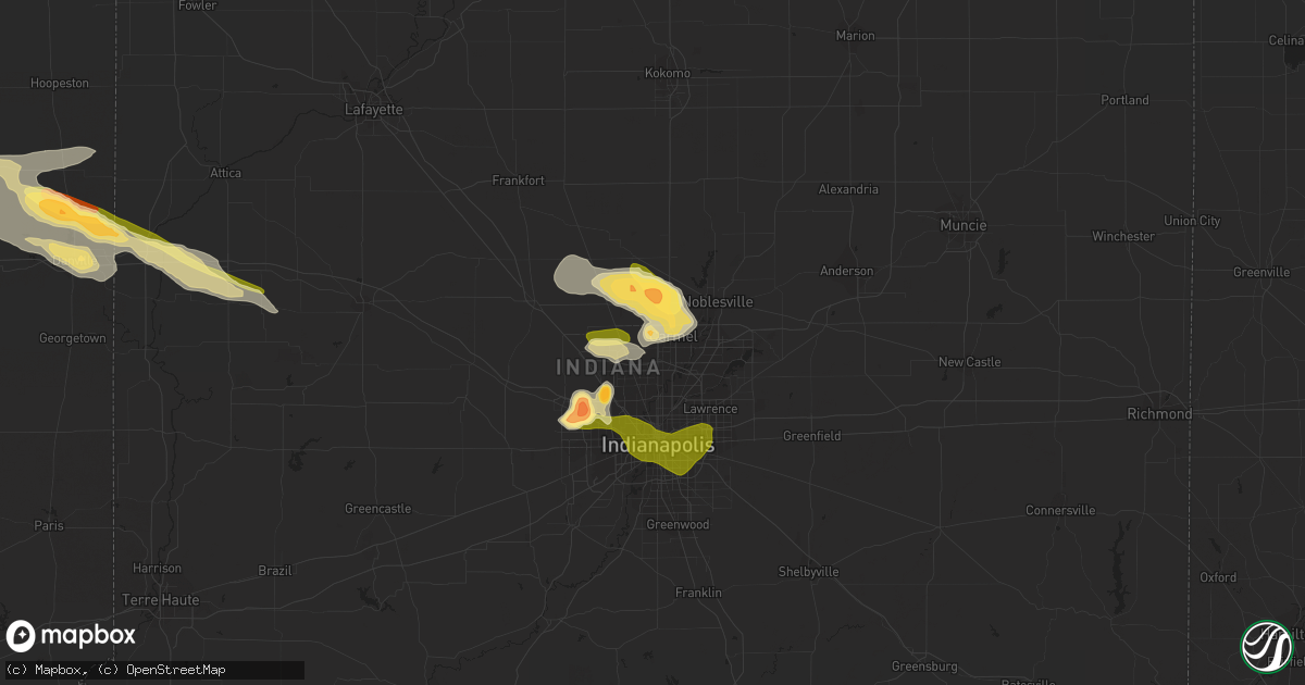 Hail map in Carmel, IN on July 17, 2023