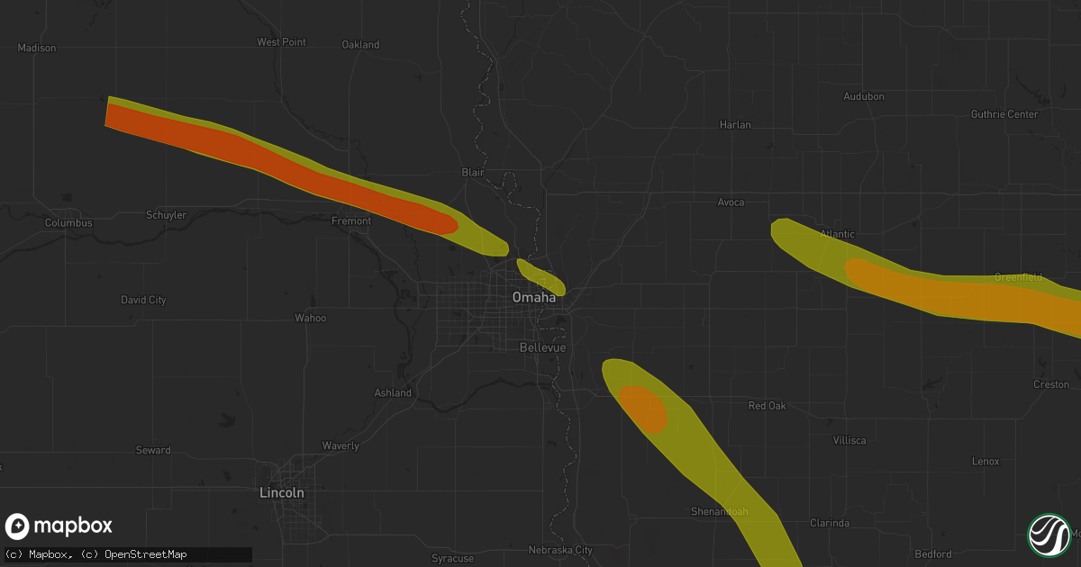 Hail map in Carter Lake, IA on July 17, 2023