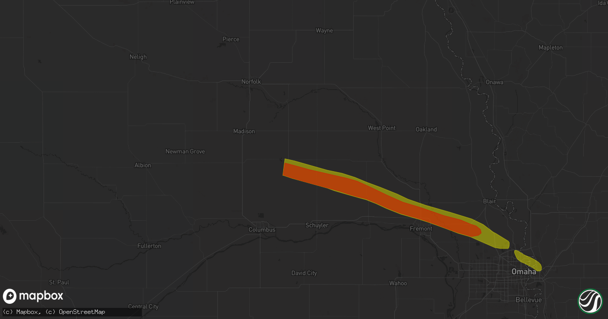 Hail map in Clarkson, NE on July 17, 2023