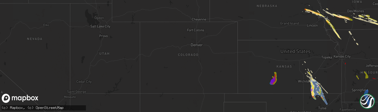 Hail map in Colorado on July 17, 2023