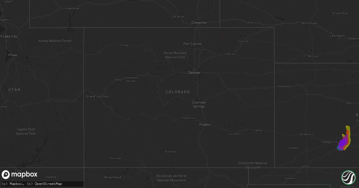 Hail map in Colorado on July 17, 2023