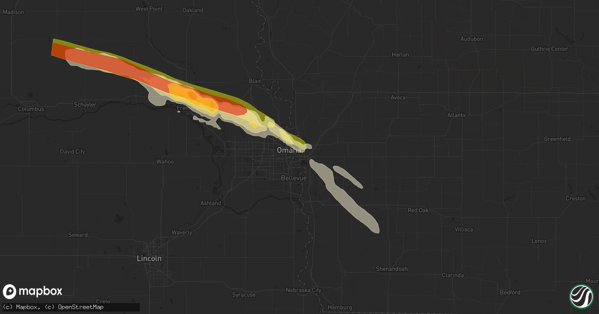Hail map in Council Bluffs, IA on July 17, 2023
