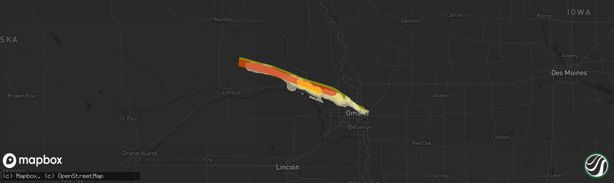 Hail map in Fremont, NE on July 17, 2023