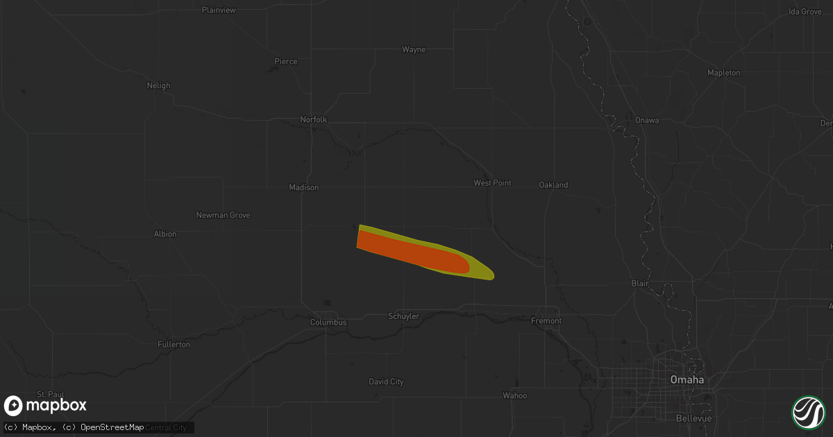 Hail map in Howells, NE on July 17, 2023