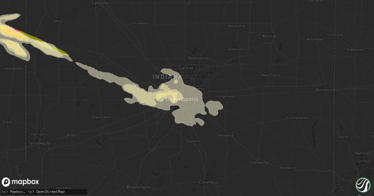 Hail map in Indianapolis, IN on July 17, 2023