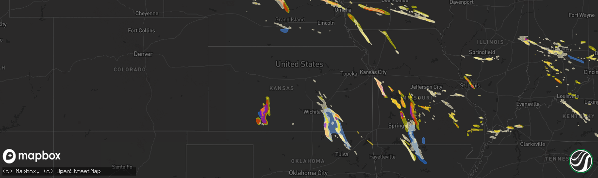 Hail map in Kansas on July 17, 2023
