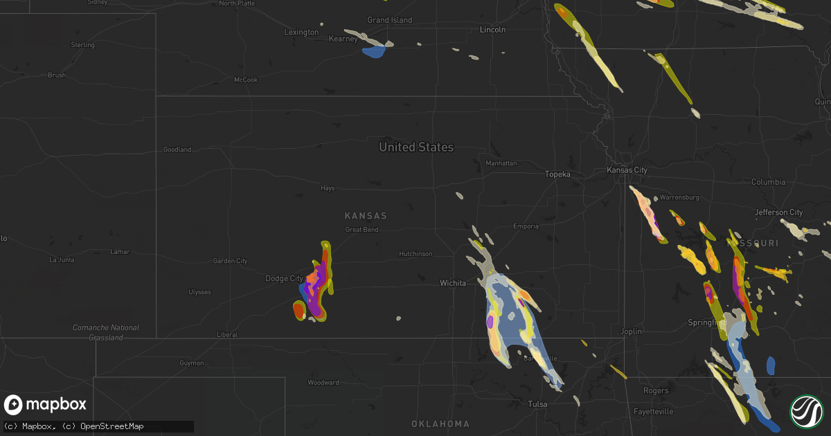 Hail map in Kansas on July 17, 2023