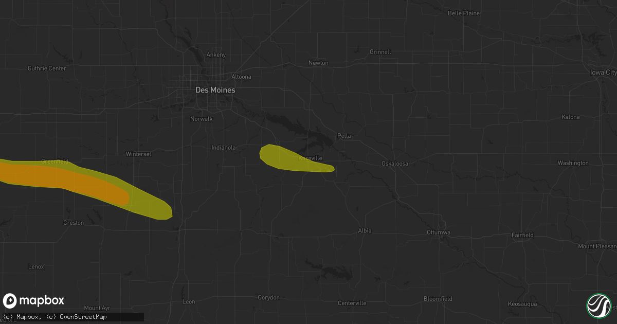 Hail map in Knoxville, IA on July 17, 2023