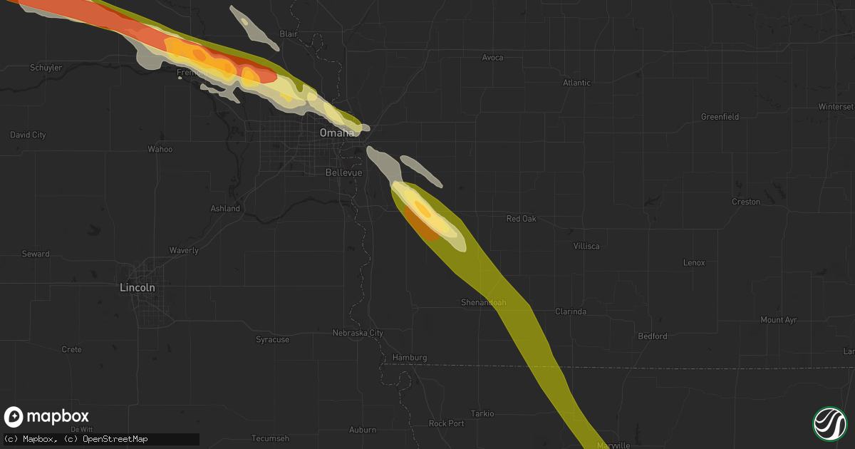 Hail map in Malvern, IA on July 17, 2023