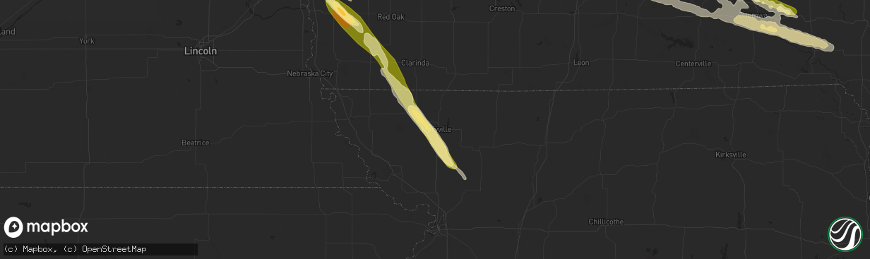 Hail map in Maryville, MO on July 17, 2023
