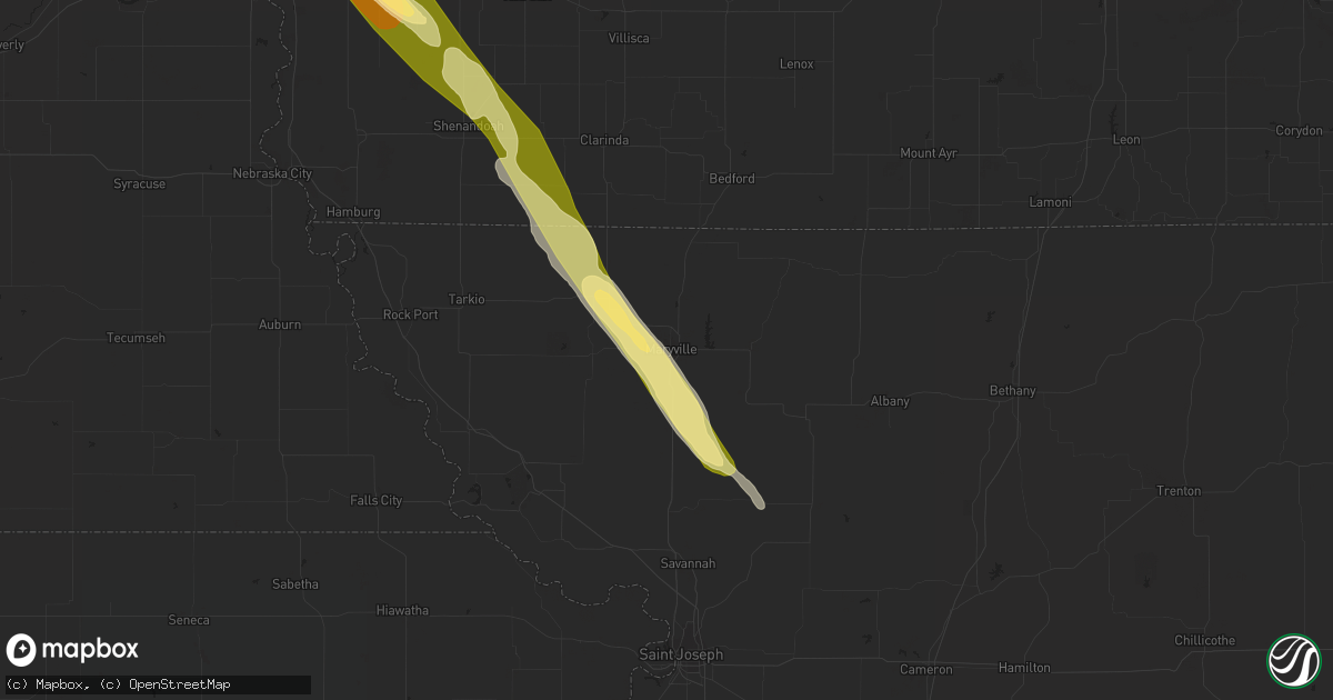 Hail map in Maryville, MO on July 17, 2023