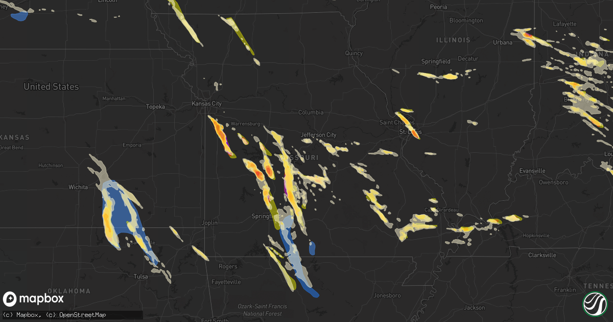Hail map in Missouri on July 17, 2023