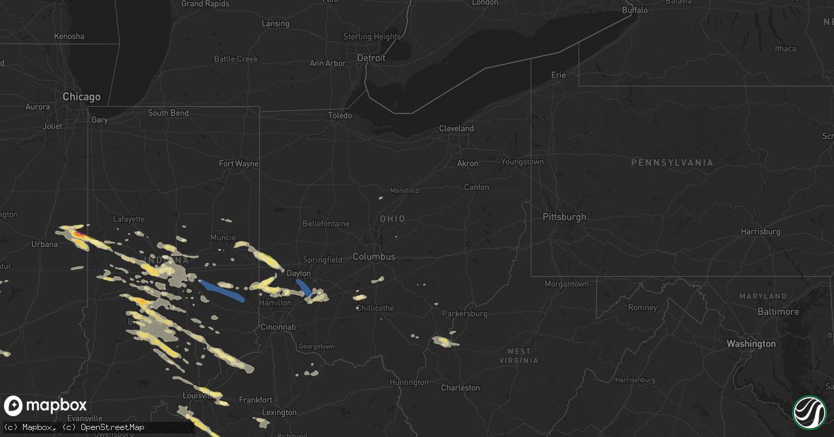 Hail map in Ohio on July 17, 2023