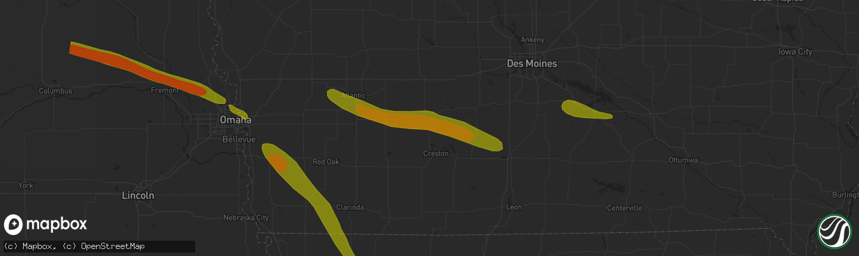 Hail map in Orient, IA on July 17, 2023