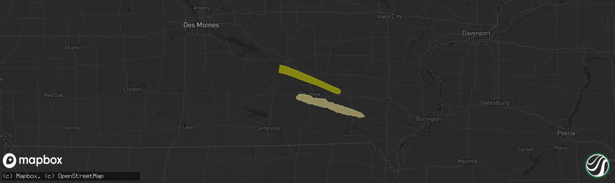 Hail map in Ottumwa, IA on July 17, 2023