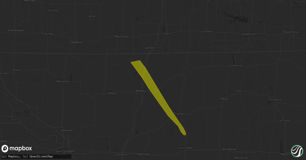 Hail map in Ridgeway, MO on July 17, 2023