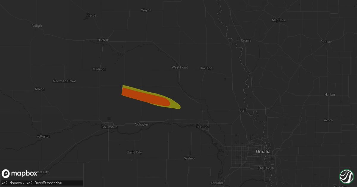 Hail map in Scribner, NE on July 17, 2023