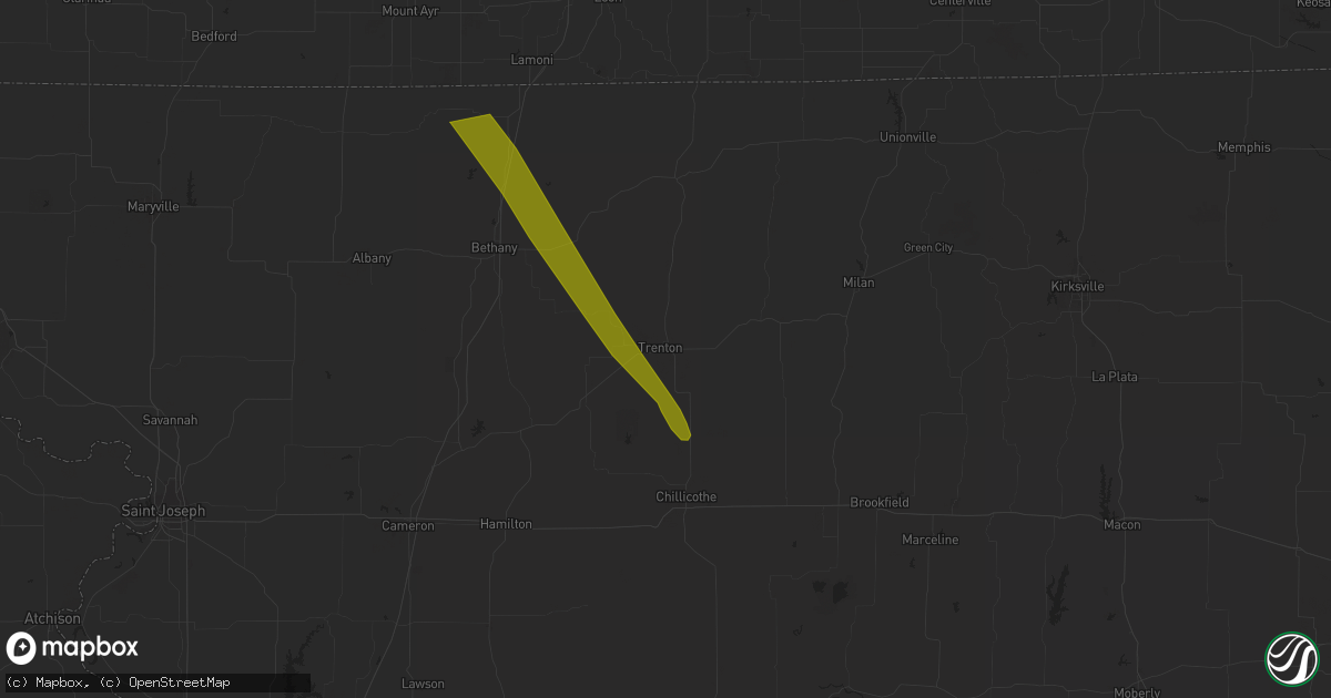 Hail map in Trenton, MO on July 17, 2023