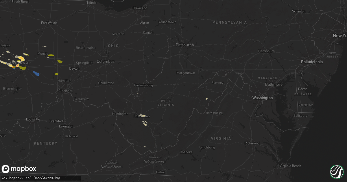 Hail map in West Virginia on July 17, 2023