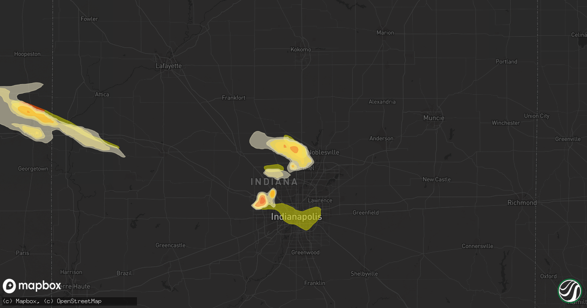 Hail map in Westfield, IN on July 17, 2023
