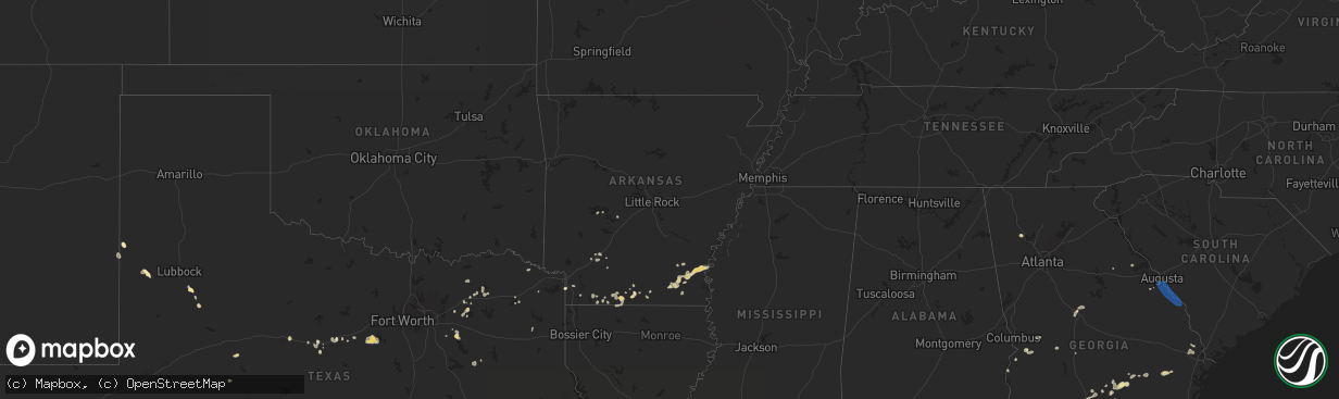 Hail map in Arkansas on July 17, 2024