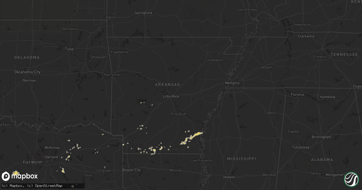 Hail map in Arkansas on July 17, 2024
