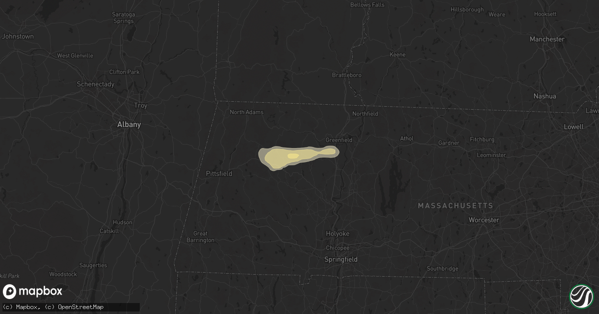 Hail map in Ashfield, MA on July 17, 2024