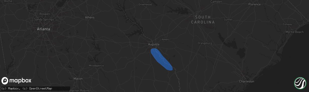 Hail map in Augusta, GA on July 17, 2024