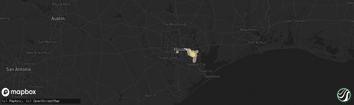 Hail map in Bellaire, TX on July 17, 2024